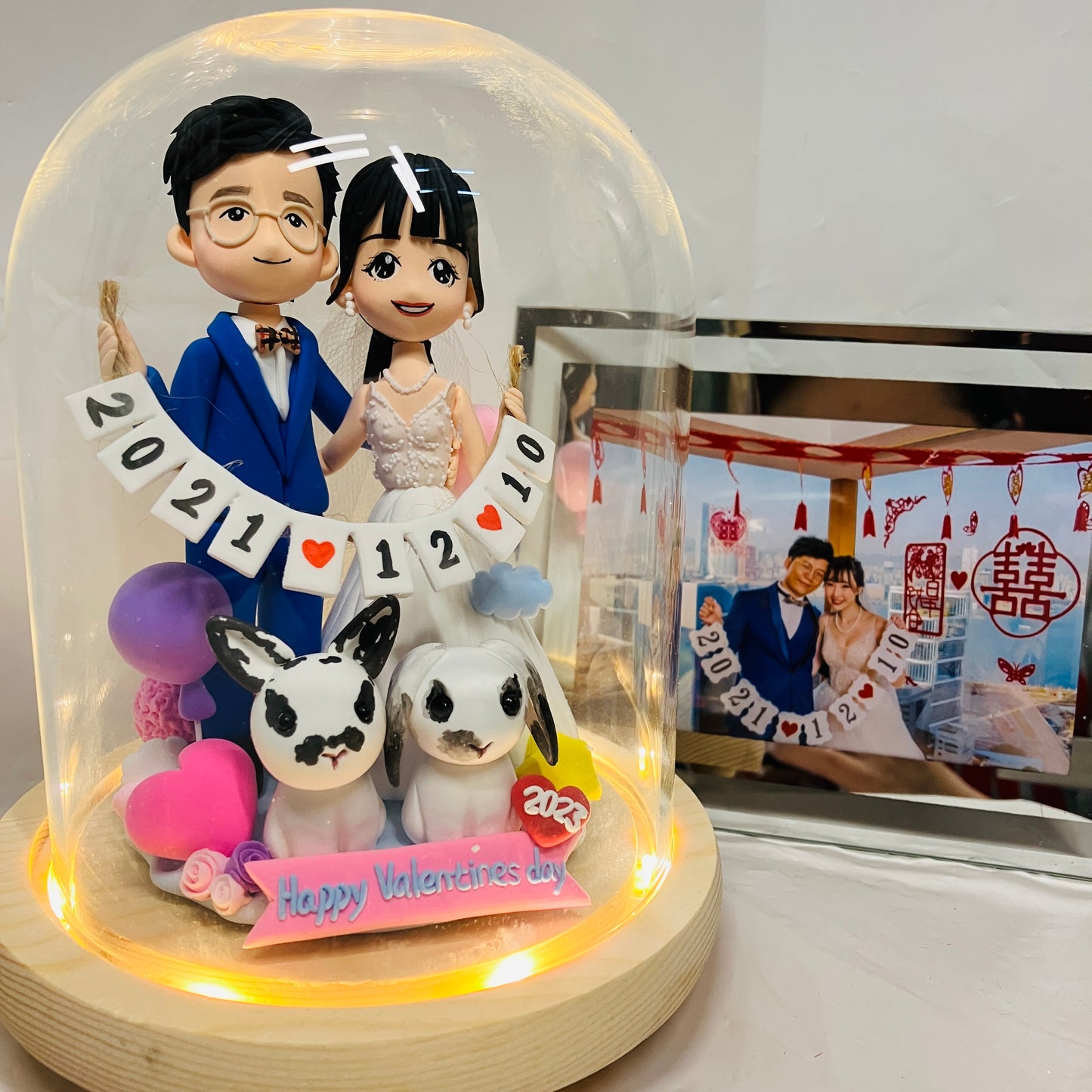 豪華雙人Q版卡通人像公仔